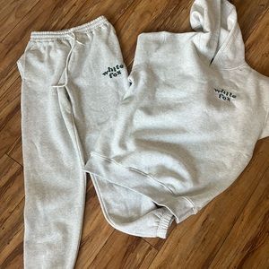 White fox oversized hoodie and pants set